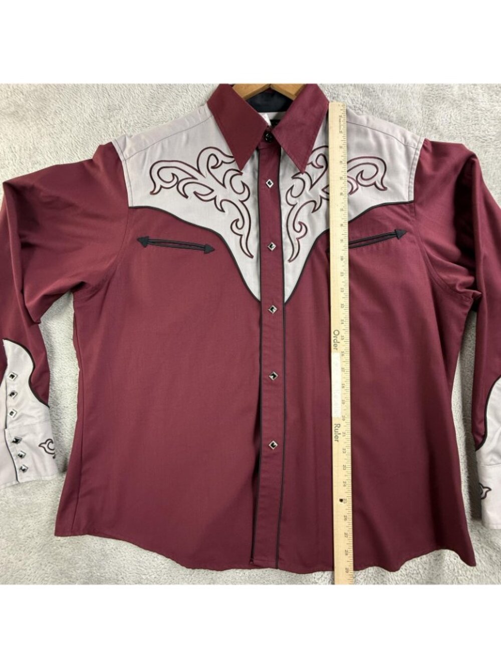 Wrangler Shirt Mens XL Red Colorblock Western Snap Long Sleeve Embroidered Yoke - Picture 11 of 16